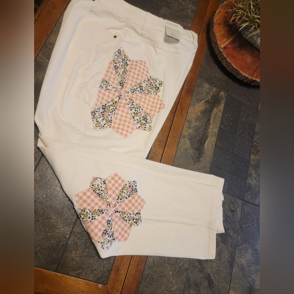 Style & Co Quilted Patchwork Boho Straight Mom Pa… - image 8